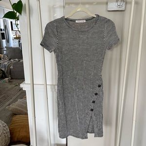 Asymmetrical striped mini dress